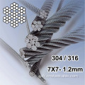 316 7x7 Dia1.2 mm Corde en métal en acier inoxydable